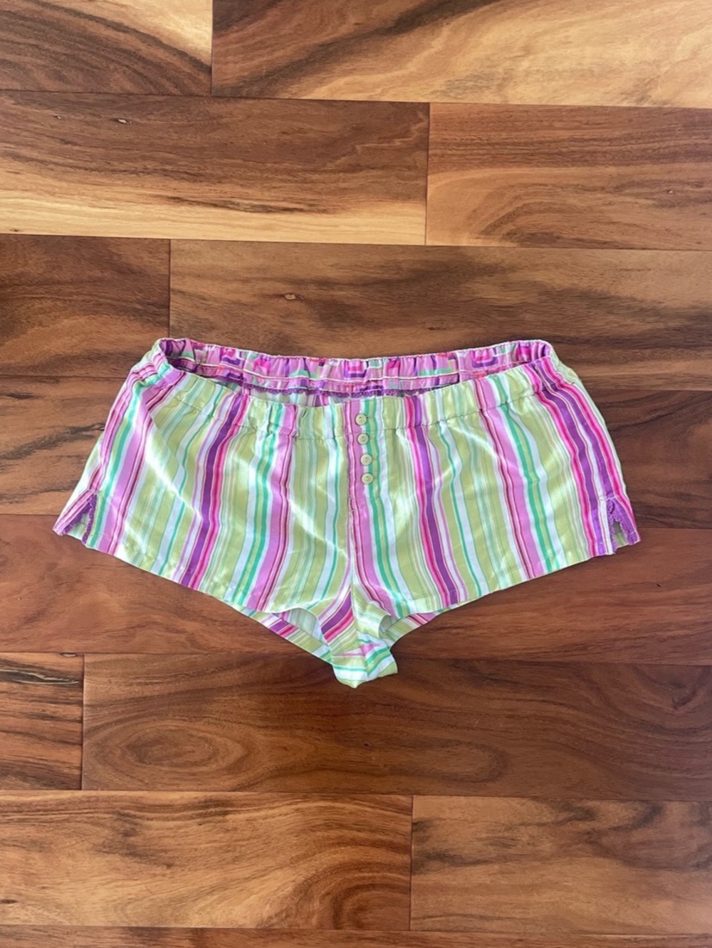 Vintage La Senza Striped Green & Pink Sleep Shorts